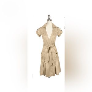 Diane Von Furstenberg "Kaley" Tan Cotton Short Sleeve Wrap Dress size 10